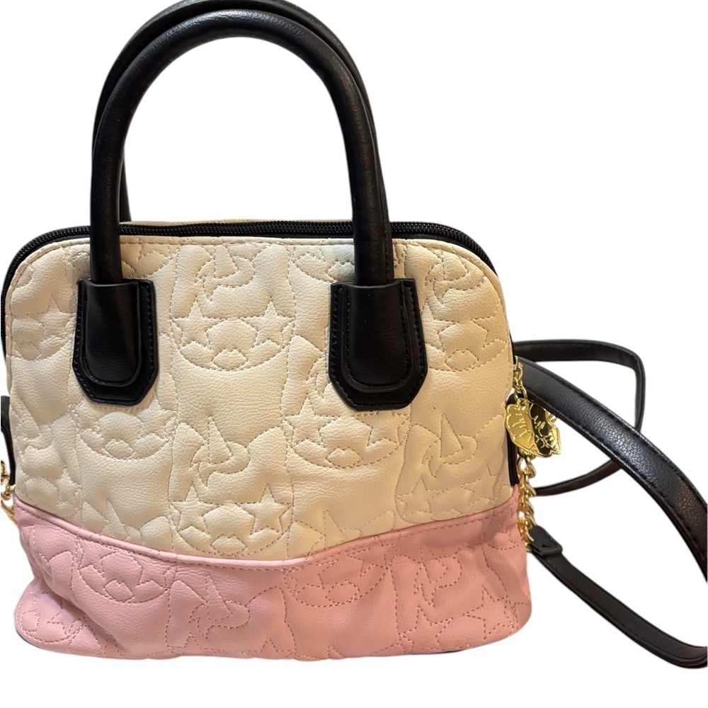 Luv BETSEY JOHNSON Unicorn Satchel Pink & Ivory Quilted Dome Crossbody LBDENA